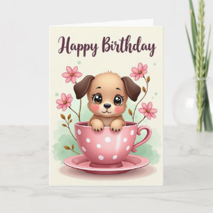 Sweet Birthday Dog Teacup Card