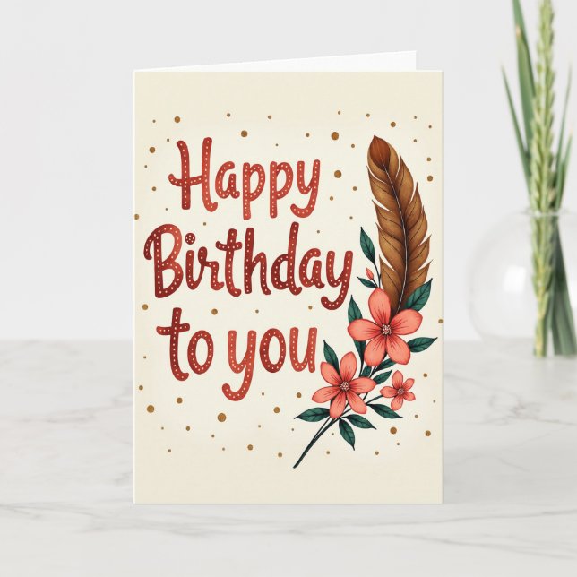 Sweet Birthday Feather Card (Front)