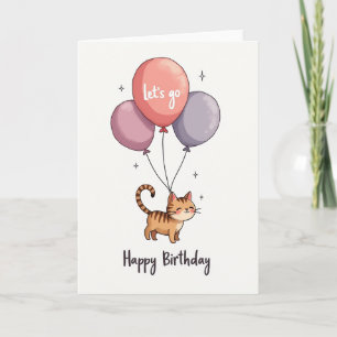Sweet Birthday Feline Balloon Card
