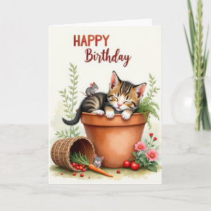 Sweet Birthday Feline Nap Card