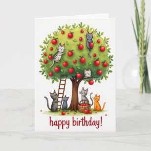 Sweet Birthday Feline Tree Card