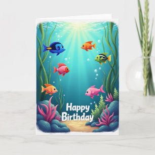 Sweet Birthday Fish Illustration Card