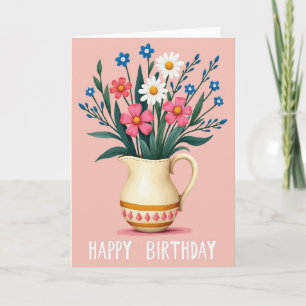Sweet Birthday Floral Pitcher Card