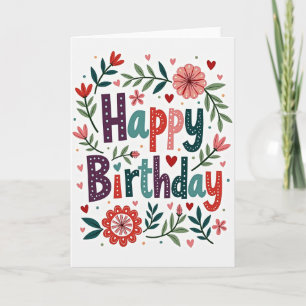 Sweet Birthday Floral Wreath Card
