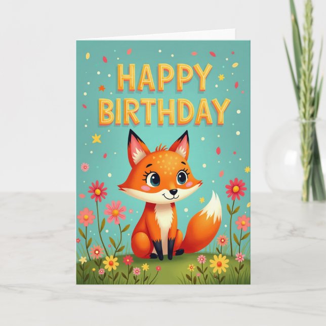 Sweet Birthday Fox Art Card (Front)