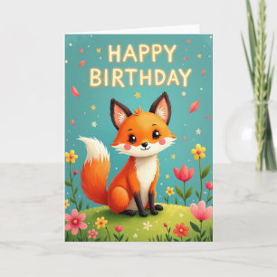 Sweet Birthday Fox Card