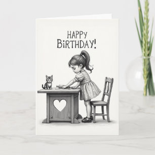 Sweet Birthday Girl Cat Card