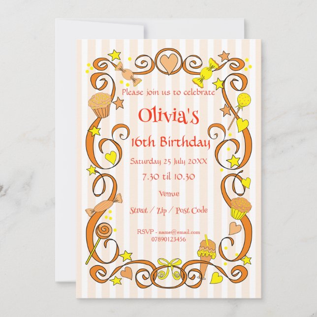 Sweet Birthday Girl Invitation (Front)
