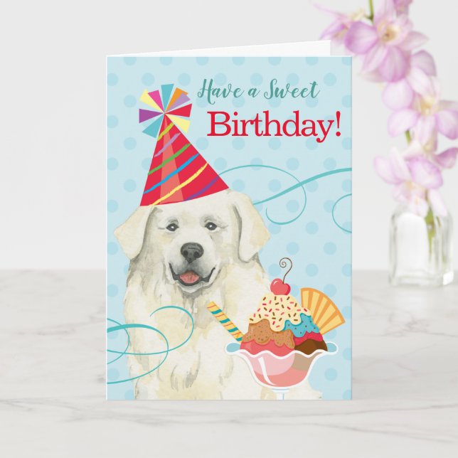 Sweet Birthday Great Pyrenees Card (Orchid)
