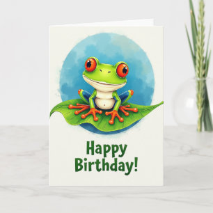 Sweet Birthday Green Frog Card