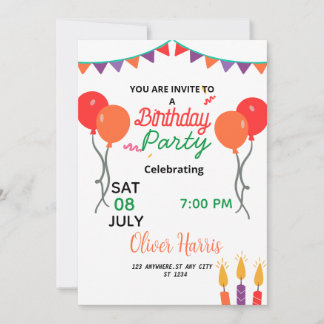 Sweet Birthday Illustarion  Invitation