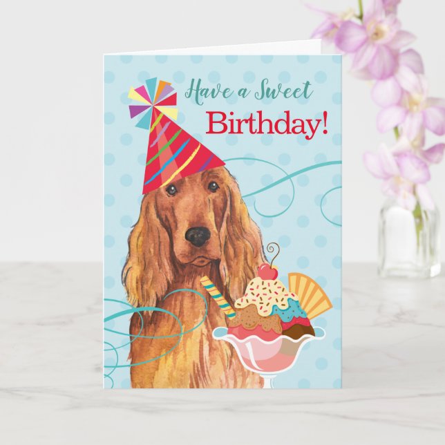 Sweet Birthday Irish Setter Card (Orchid)