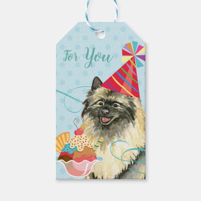 Sweet Birthday Keeshond Gift Tags (Front)