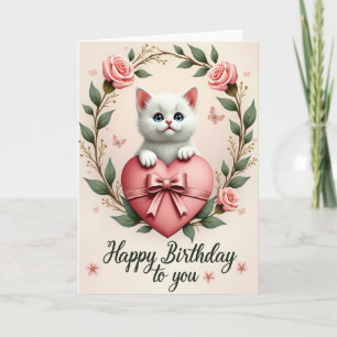 Sweet Birthday Kitten Roses Card