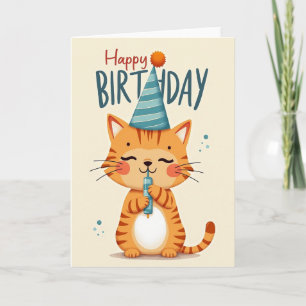 Sweet Birthday Kitty Illustration Card