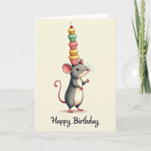 Sweet Birthday Mouse Cupcake Card