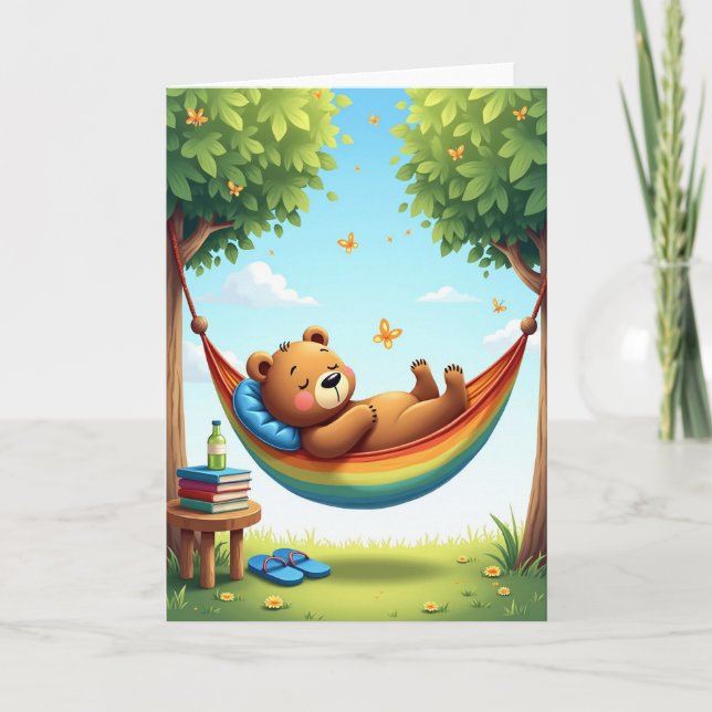 Sweet Birthday Napping Bear Card (Front)