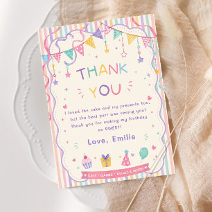 Sweet birthday pastel thank you card