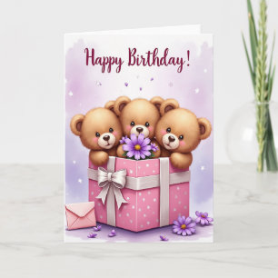 Sweet Birthday Plush Bears Card
