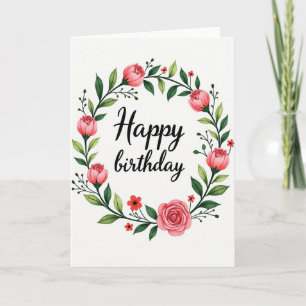 Sweet Birthday Rose Wreath Card