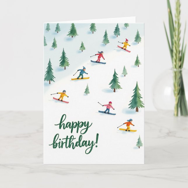 Sweet Birthday Skiers Card (Front)