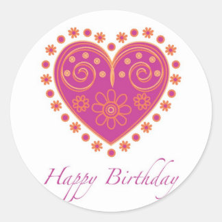 Sweet birthday sticker with a heart