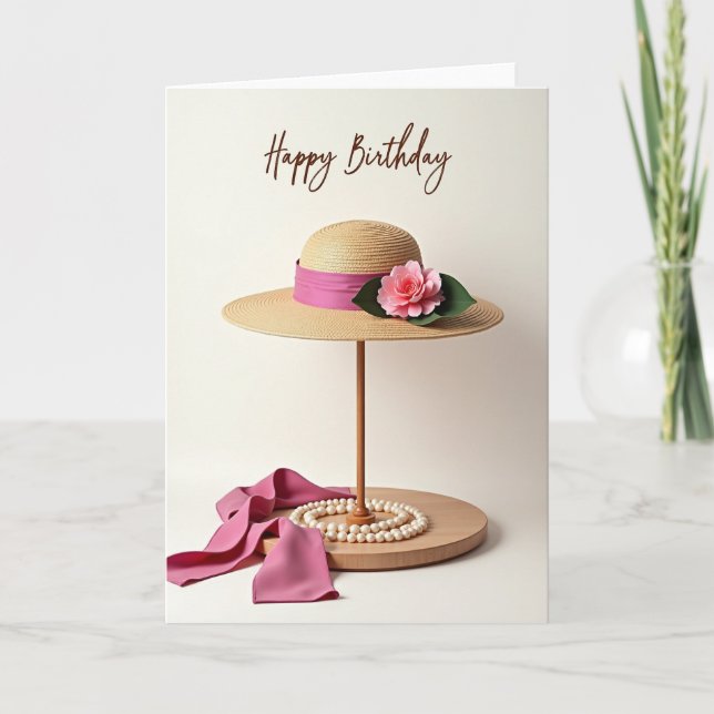 Sweet Birthday Straw Hat Card (Front)