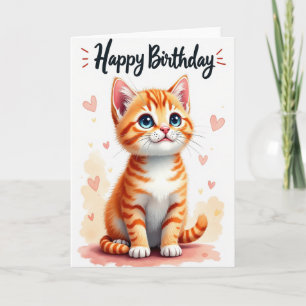 Sweet Birthday Striped Feline Card