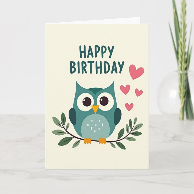 Sweet Birthday Teal Bird Card (Front)