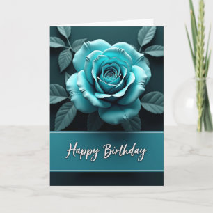 Sweet Birthday Teal Rose Card