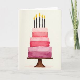 Sweet Birthday Watercolor Cake Card