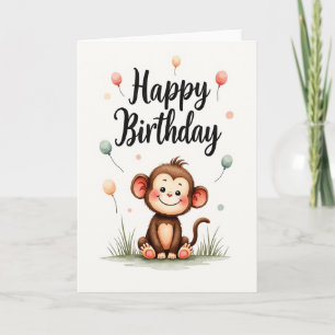 Sweet Birthday Watercolor Primate Card