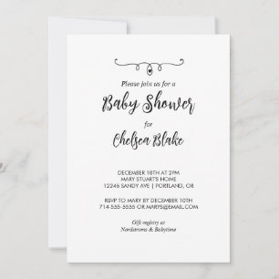 Sweet Black and White Baby Shower Invitation