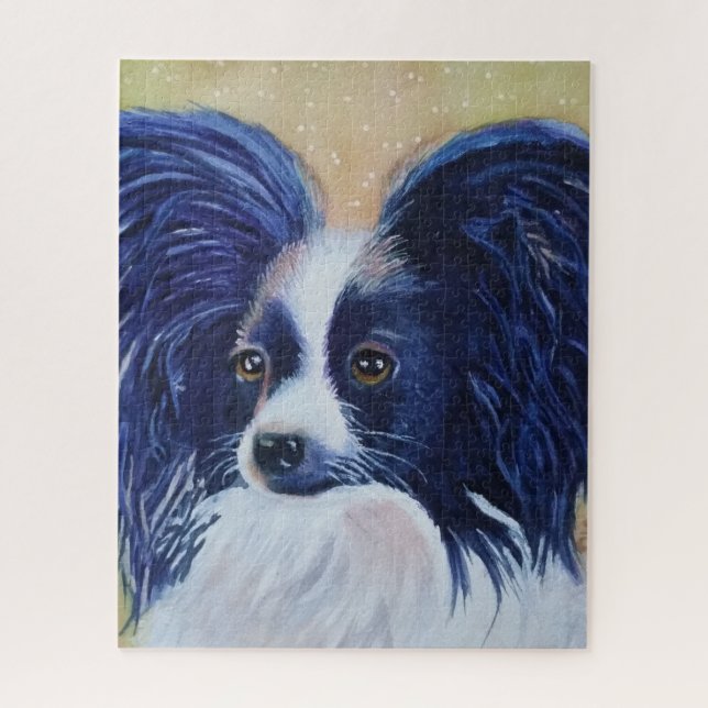 Sweet Black and White Papillon Puppy Jigsaw Puzzle (Vertical)