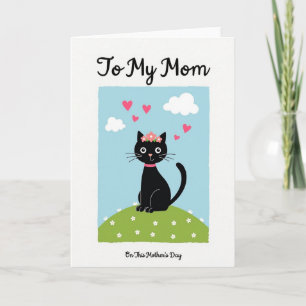 Sweet Black Cat Mothers Day Card