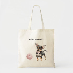 Sweet Black Dog Pink Ball Toy Tote Bag