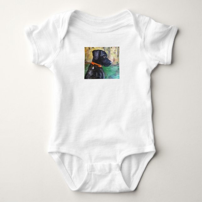 Sweet Black Lab Baby T Shirt by Willowcatdesigns (Front)