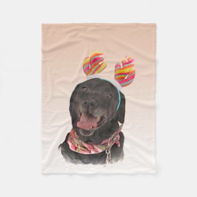 Sweet Black Labrador Retriever Dog Fleece Blanket (Front)