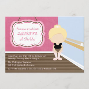 Sweet blonde ballet girl birthday party invitation