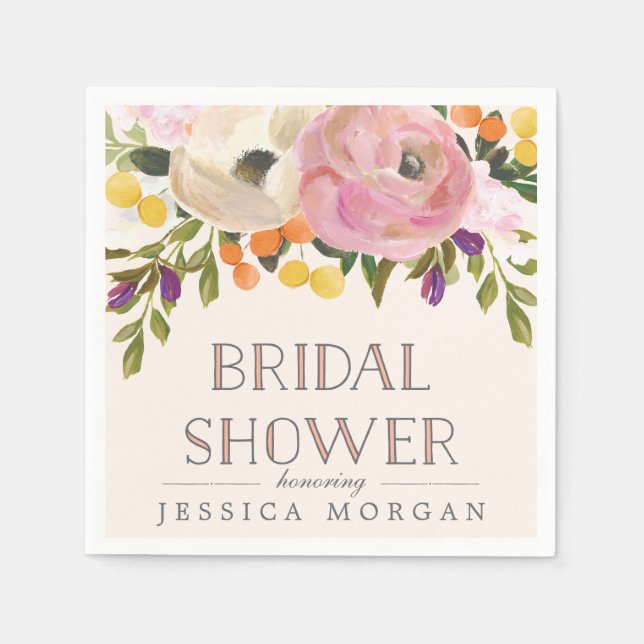Sweet Blooms Bridal Shower Napkins (Front)