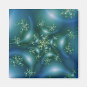 Sweet   Blue and Green Fractal Art Magnet