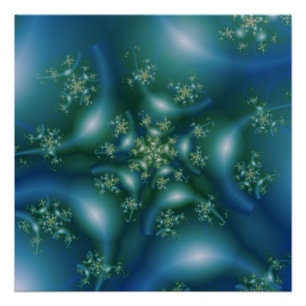 Sweet   Blue and Green Fractal Art Poster