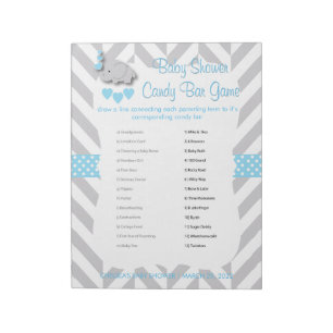 Sweet Blue and Grey Elephant Baby Shower - Game Notepad