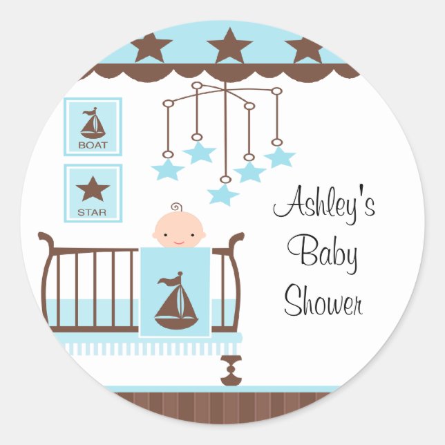 Sweet Blue Baby Room Baby Shower Sticker (Front)