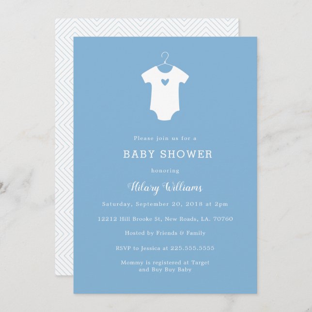 Sweet Blue Baby Shower Invitations (Front/Back)