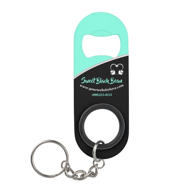 Sweet blue Bean Promotional Business Keychain (Front)