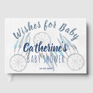 Sweet Blue Boho Dreamcatcher Baby Shower Guestbook
