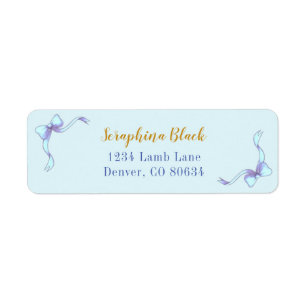 Sweet Blue Bow Baby Shower Label Return Address Label