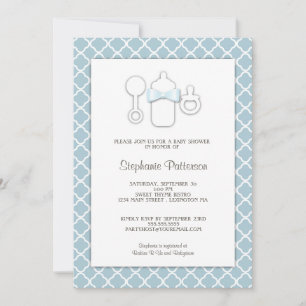 Sweet Blue   Brown Bottle Baby Shower Tea Party Invitation