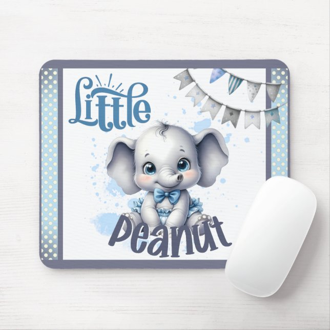 Sweet Blue Elephant - Little Peanut Mouse Pad (With Mouse)